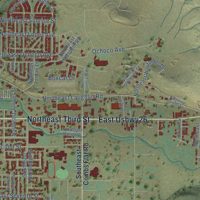 Second close-up of the map of Prineville, Oregon print showing more streets and buildings