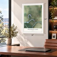 Progreso Lakes, Texas map, 18 x 24 inch print in a white frame in a home office