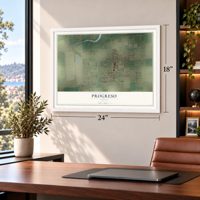 Progreso, Texas map, 18 x 24 inch print in a white frame in a home office