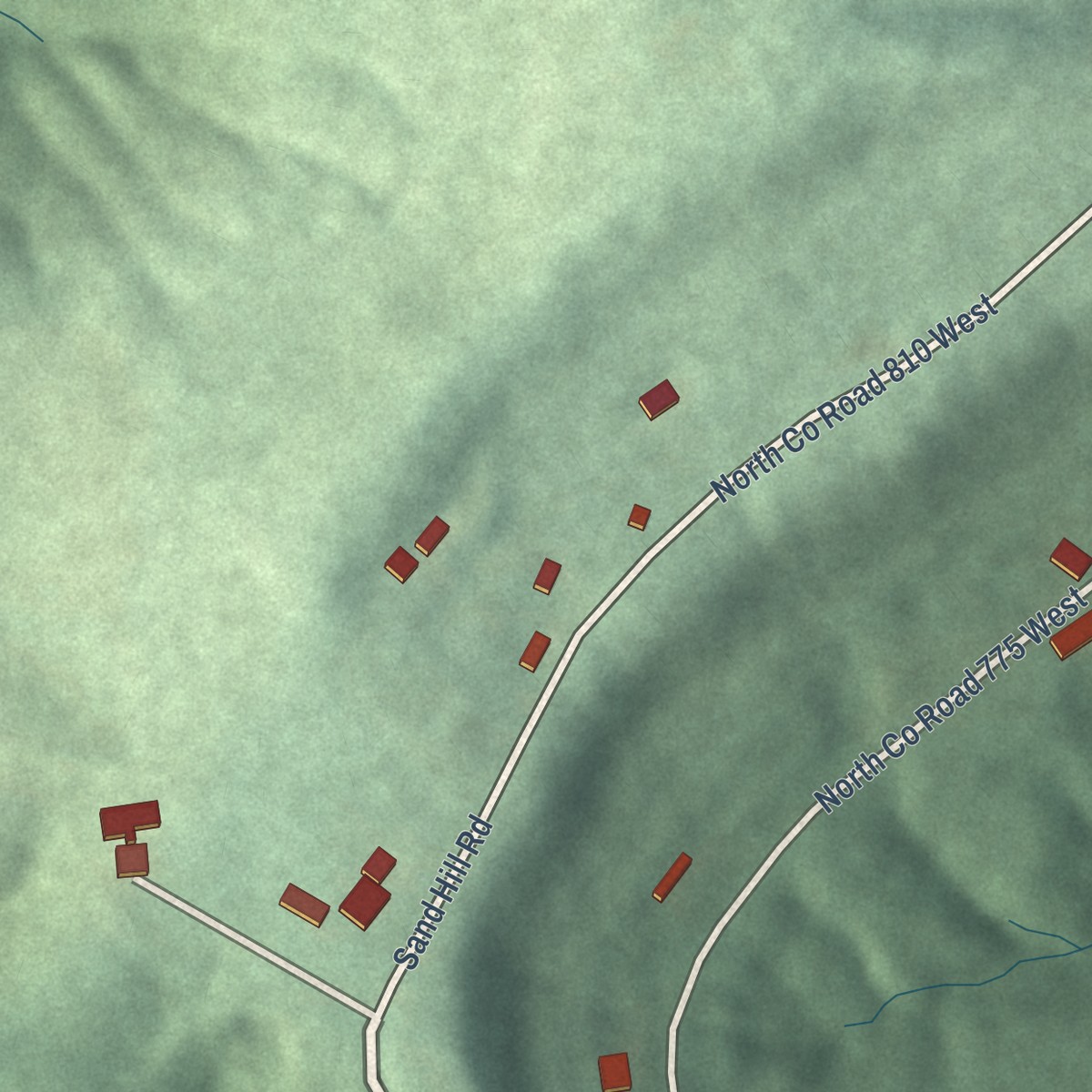 Second close-up of the map of Prospect, Indiana print showing more streets and buildings