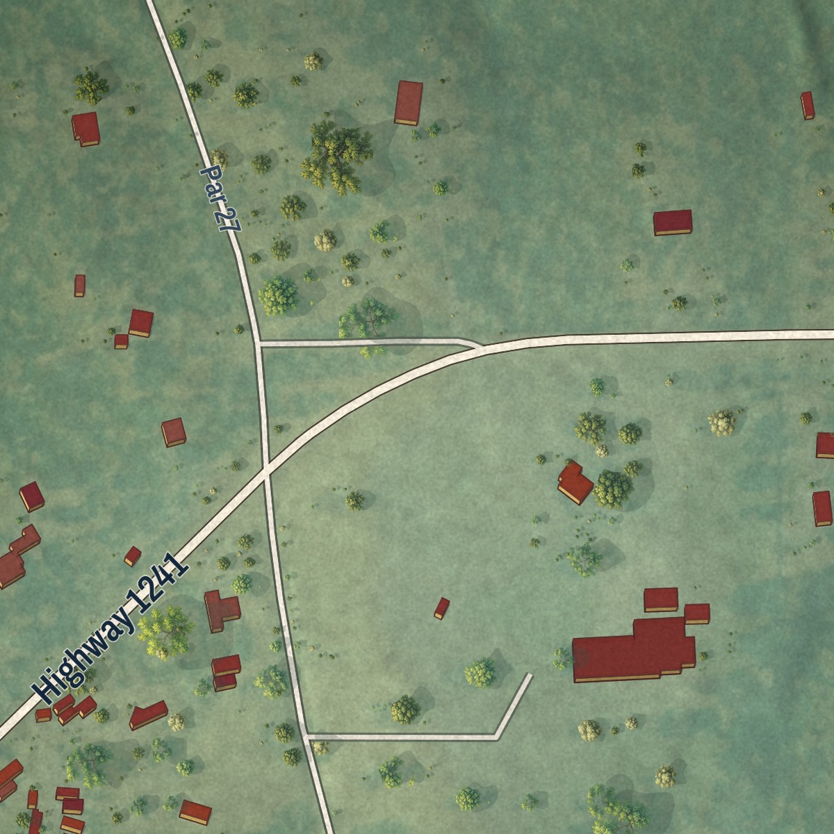 Second close-up of the map of Prospect, Louisiana print showing more streets and buildings