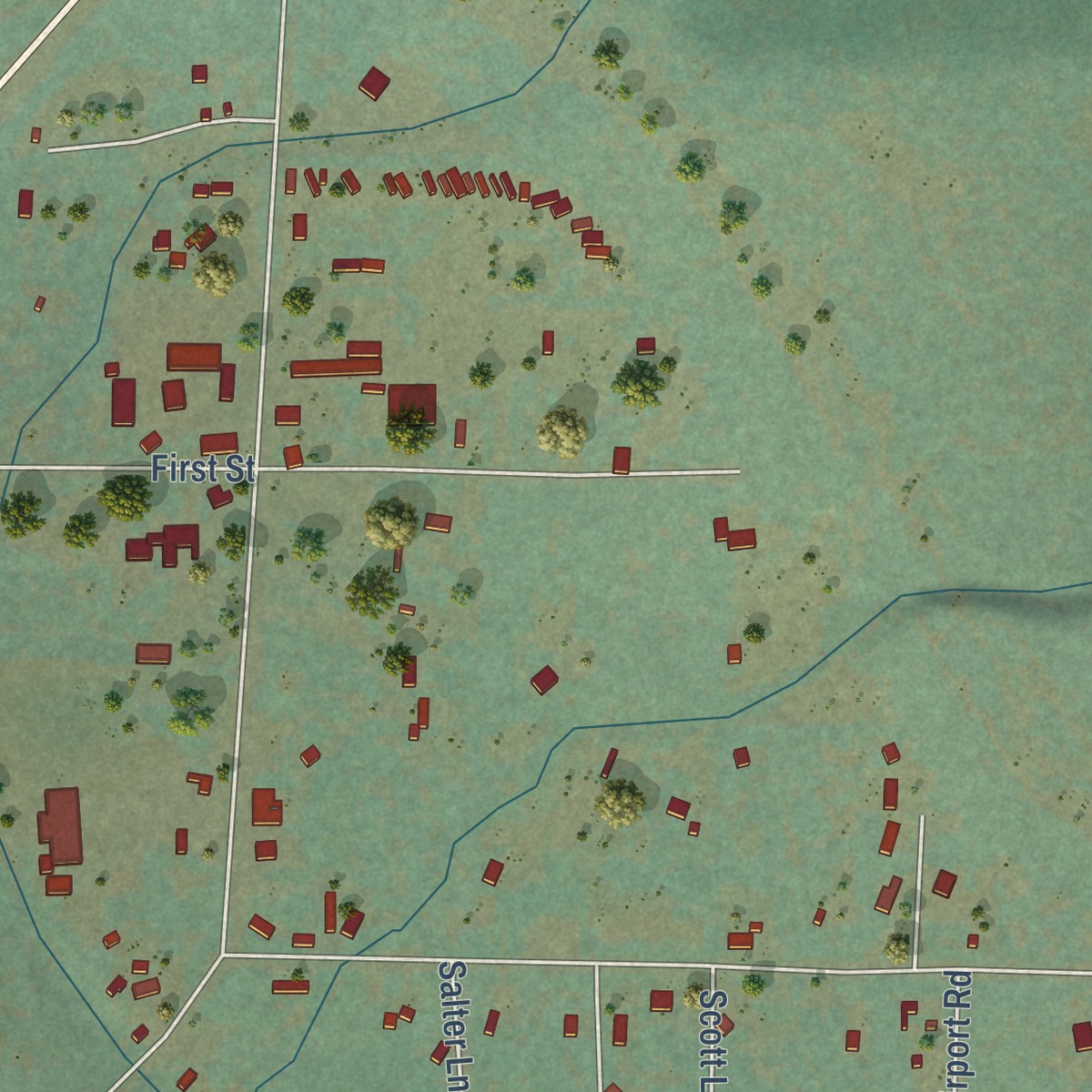 Second close-up of the map of Prospect, Oregon print showing more streets and buildings