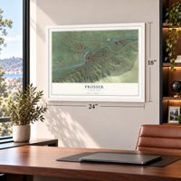 Prosser, Washington map, 18 x 24 inch print in a white frame in a home office
