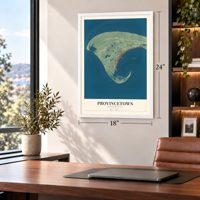 Provincetown, Massachusetts map, 18 x 24 inch print in a white frame in a home office