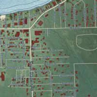 Second close-up of the map of Prudenville, Michigan print showing more streets and buildings