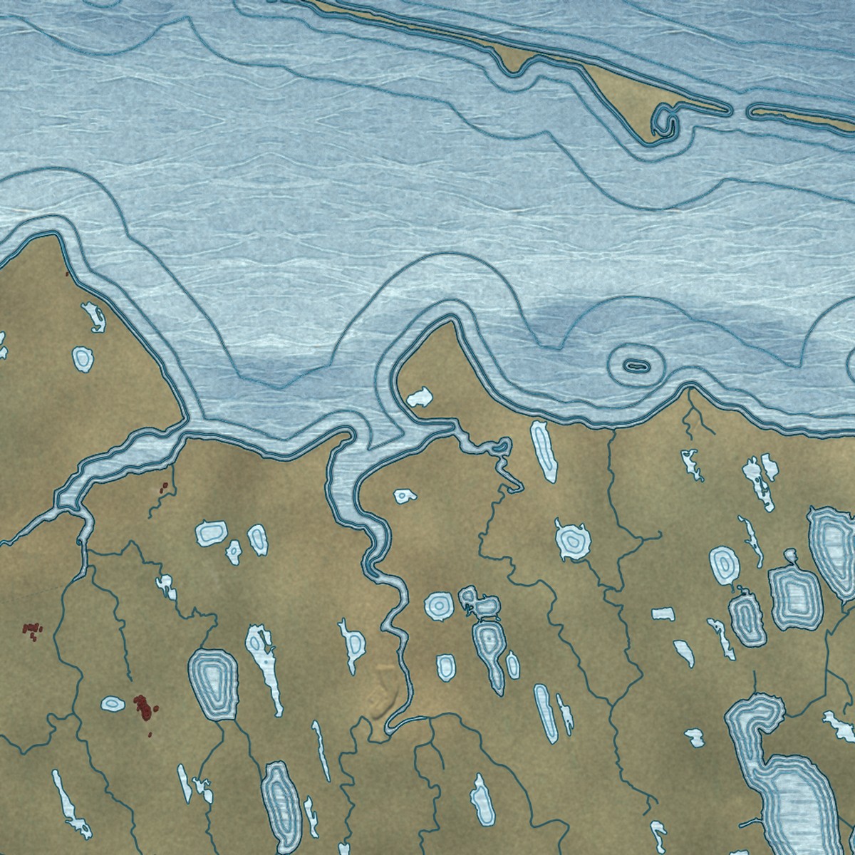 Second close-up of the map of Prudhoe Bay, Alaska print showing more streets and buildings