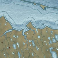 Second close-up of the map of Prudhoe Bay, Alaska print showing more streets and buildings