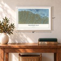Prudhoe Bay, Alaska map, 12 x 18 inch print in a white frame in an entryway