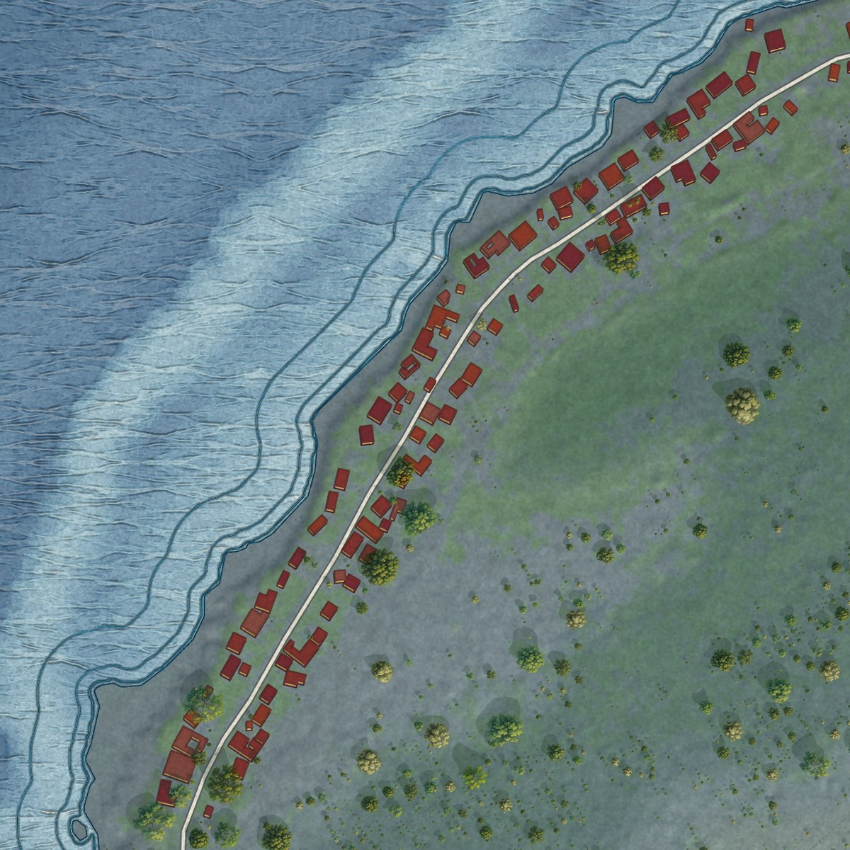 Second close-up of the map of Puako, Hawaii print showing more streets and buildings