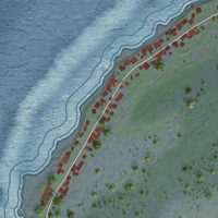 Second close-up of the map of Puako, Hawaii print showing more streets and buildings