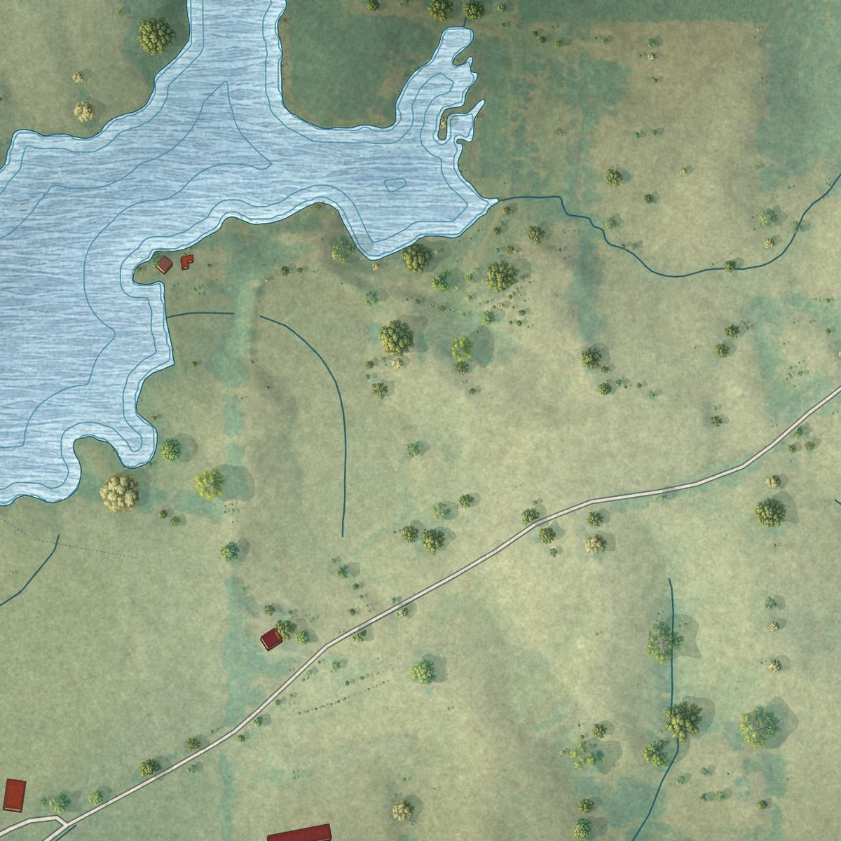 Second close-up of the map of Puckett, Mississippi print showing more streets and buildings