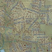 Second close-up of the map of Pueblo West, Colorado print showing more streets and buildings