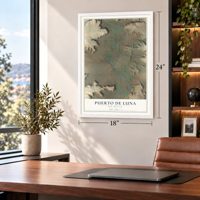 Puerto de Luna, New Mexico map, 18 x 24 inch print in a white frame in a home office
