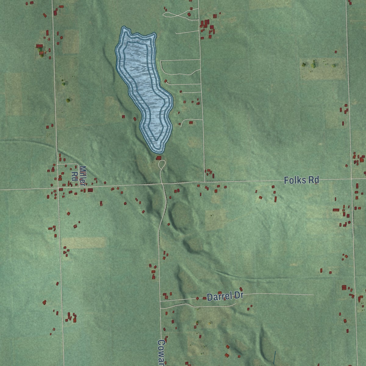 Second close-up of the map of Pulaski, Michigan print showing more streets and buildings