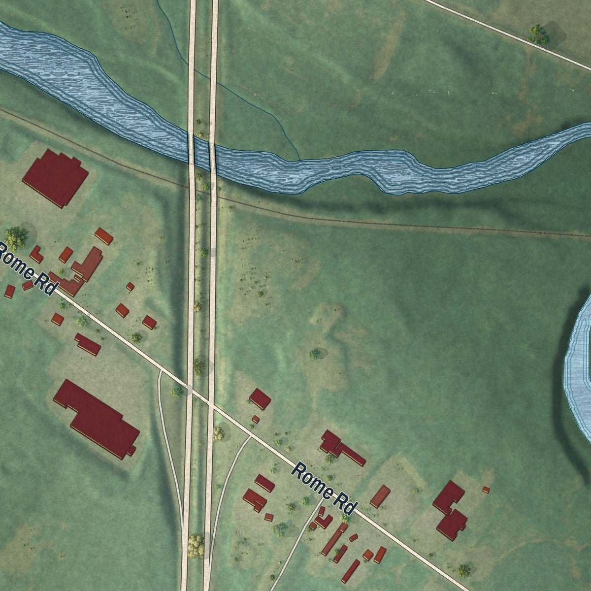 Second close-up of the map of Pulaski, New York print showing more streets and buildings