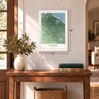 Pulawski, Michigan map, 12 x 18 inch print in a white frame in an entryway