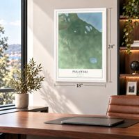 Pulawski, Michigan map, 18 x 24 inch print in a white frame in a home office