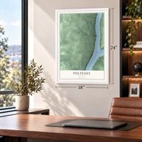 Pulteney, New York map, 18 x 24 inch print in a white frame in a home office