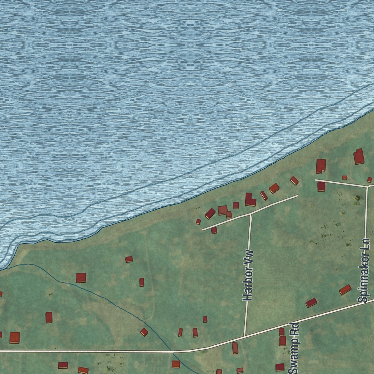Second close-up of the map of Pultneyville, New York print showing more streets and buildings