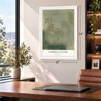 Pumpkin Center, California map, 18 x 24 inch print in a white frame in a home office