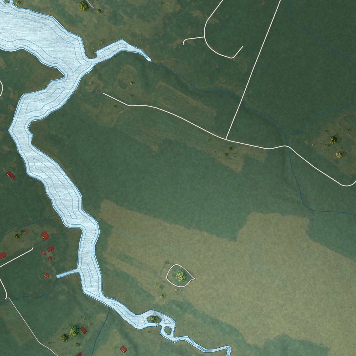 Second close-up of the map of Pungoteague, Virginia print showing more streets and buildings