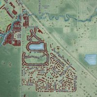 Second close-up of the map of Punta Gorda, Florida print showing more streets and buildings