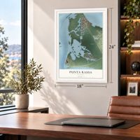 Punta Rassa, Florida map, 18 x 24 inch print in a white frame in a home office