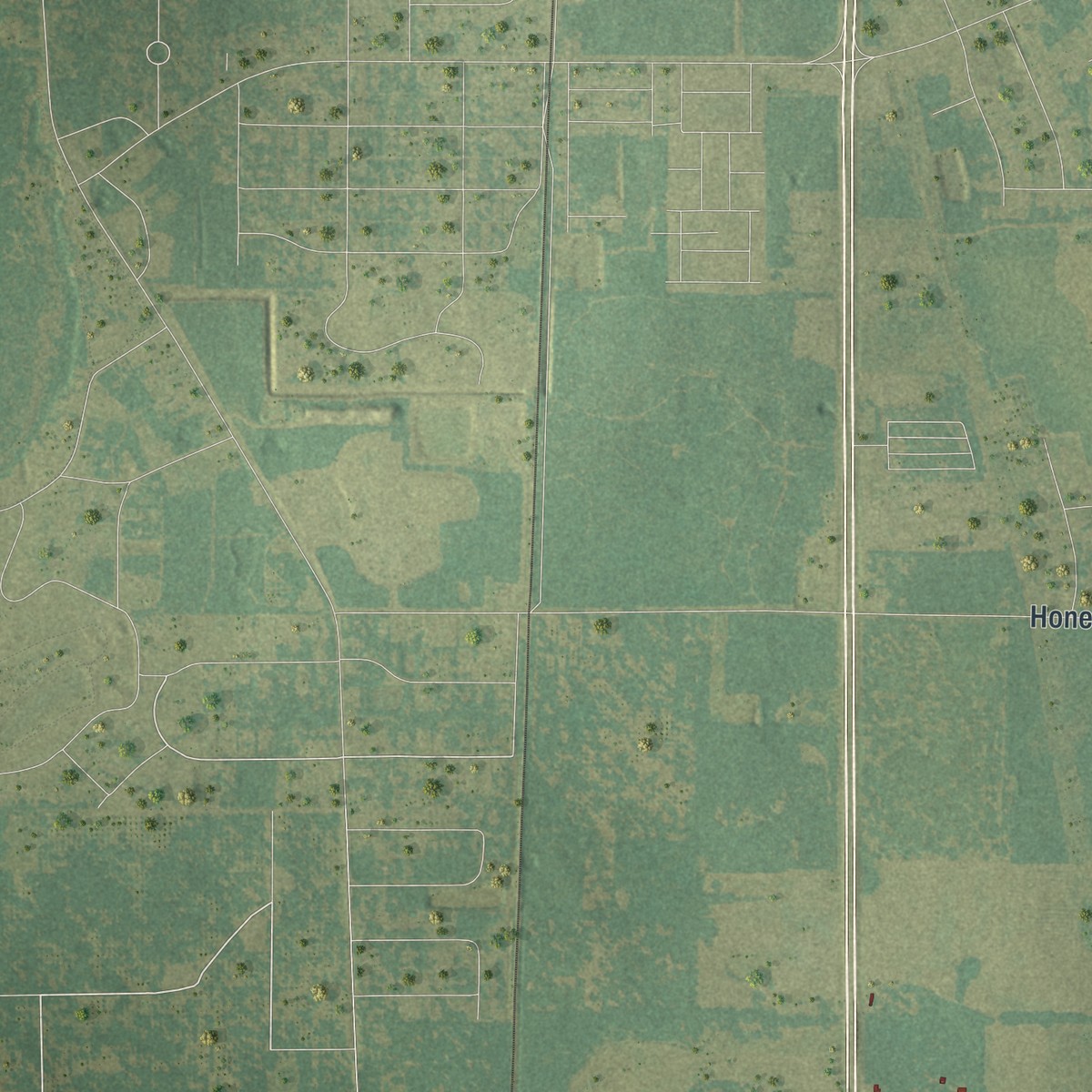 Second close-up of the map of Putney, Georgia print showing more streets and buildings
