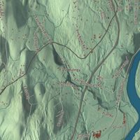 Close-up of the map of Putney, Vermont print showing terrain and local geography