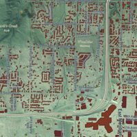 Second close-up of the map of Puyallup, Washington print showing more streets and buildings