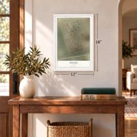 Pyote, Texas map, 12 x 18 inch print in a white frame in an entryway