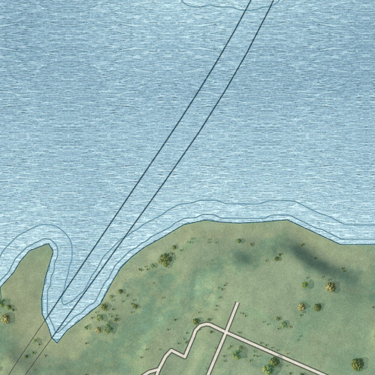 Second close-up of the map of Quantico, Virginia print showing more streets and buildings