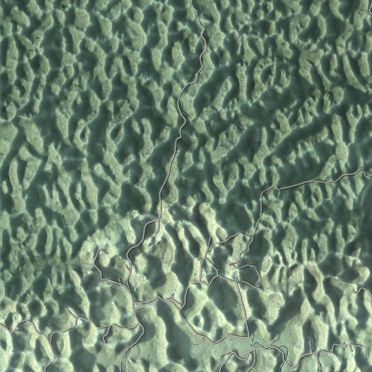 Second close-up of the map of Quebradillas, Puerto Rico print showing more streets and buildings