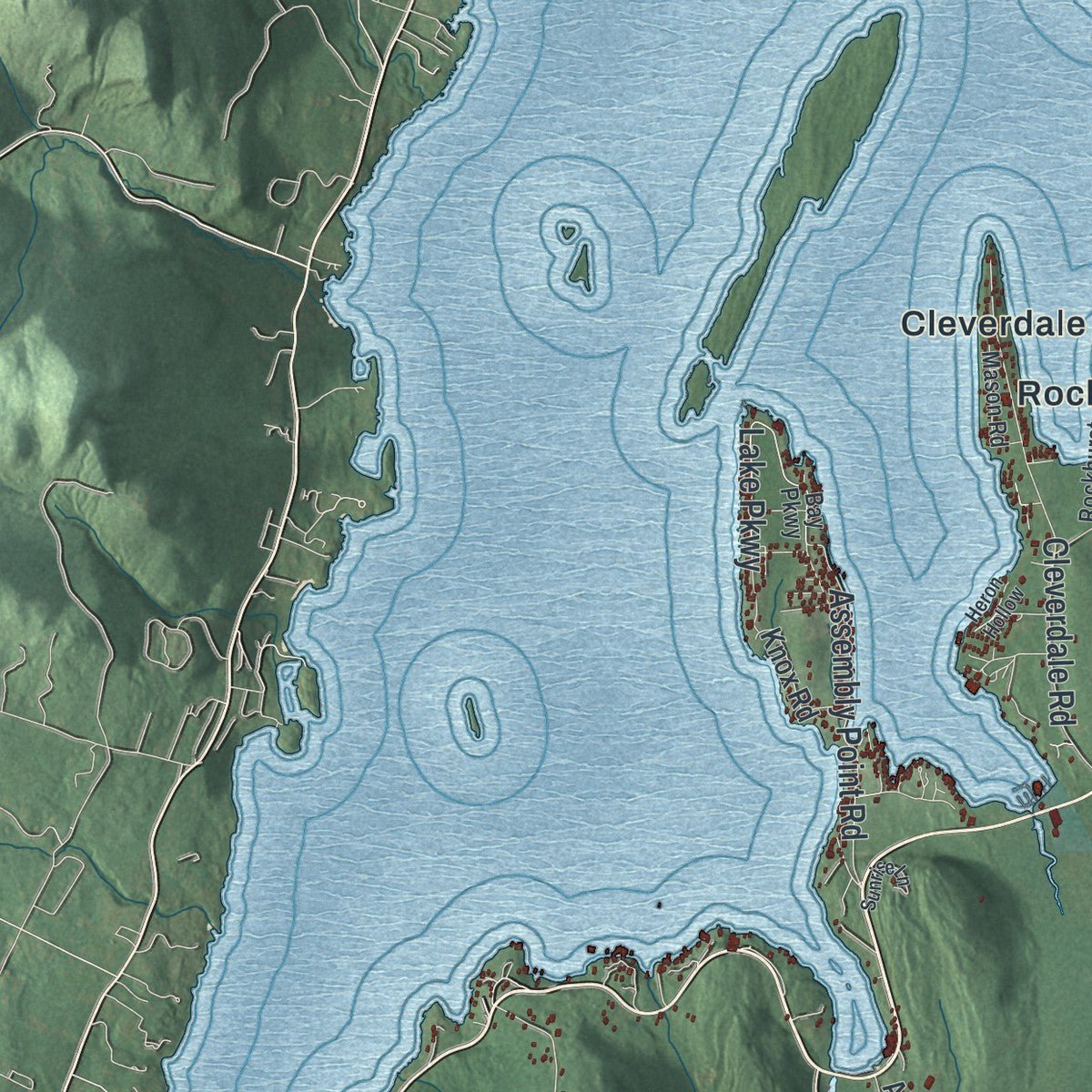 Second close-up of the map of Queensbury, New York print showing more streets and buildings