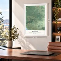 Quincy, Houghton County, Michigan map, 18 x 24 inch print in a white frame in a home office