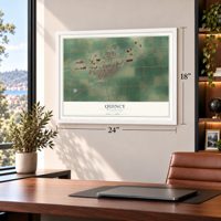 Quincy, Washington map, 18 x 24 inch print in a white frame in a home office