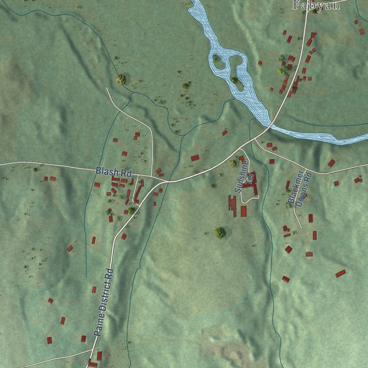 Second close-up of the map of Quinebaug, Connecticut print showing more streets and buildings