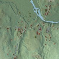 Second close-up of the map of Quinebaug, Connecticut print showing more streets and buildings