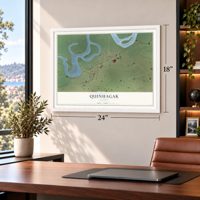 Quinhagak, Alaska map, 18 x 24 inch print in a white frame in a home office