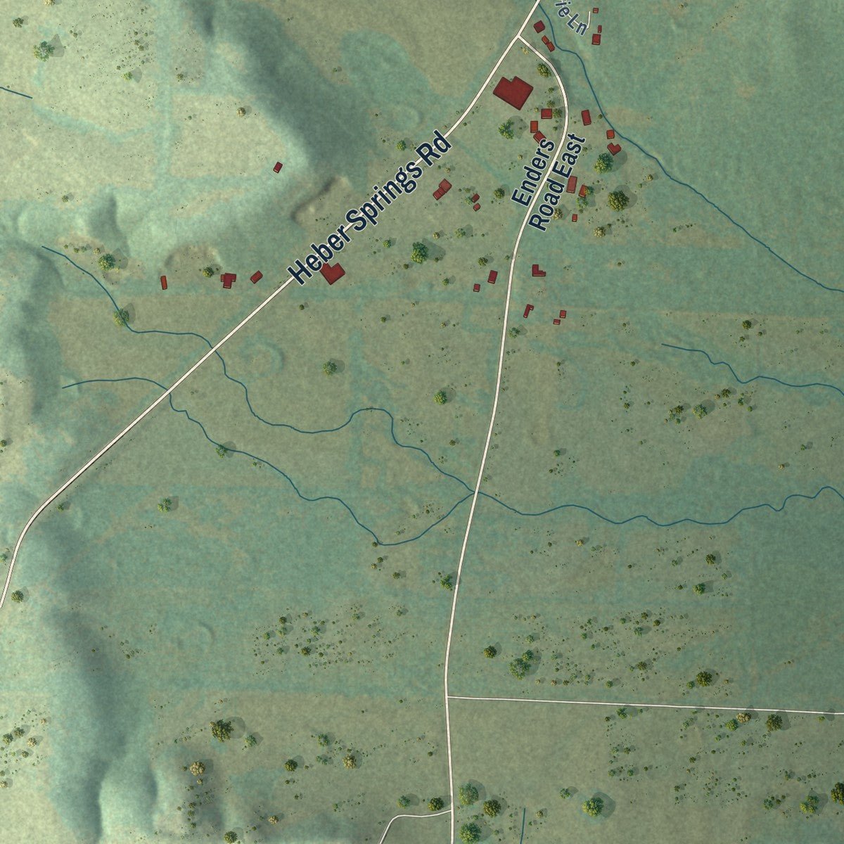 Second close-up of the map of Quitman, Arkansas print showing more streets and buildings