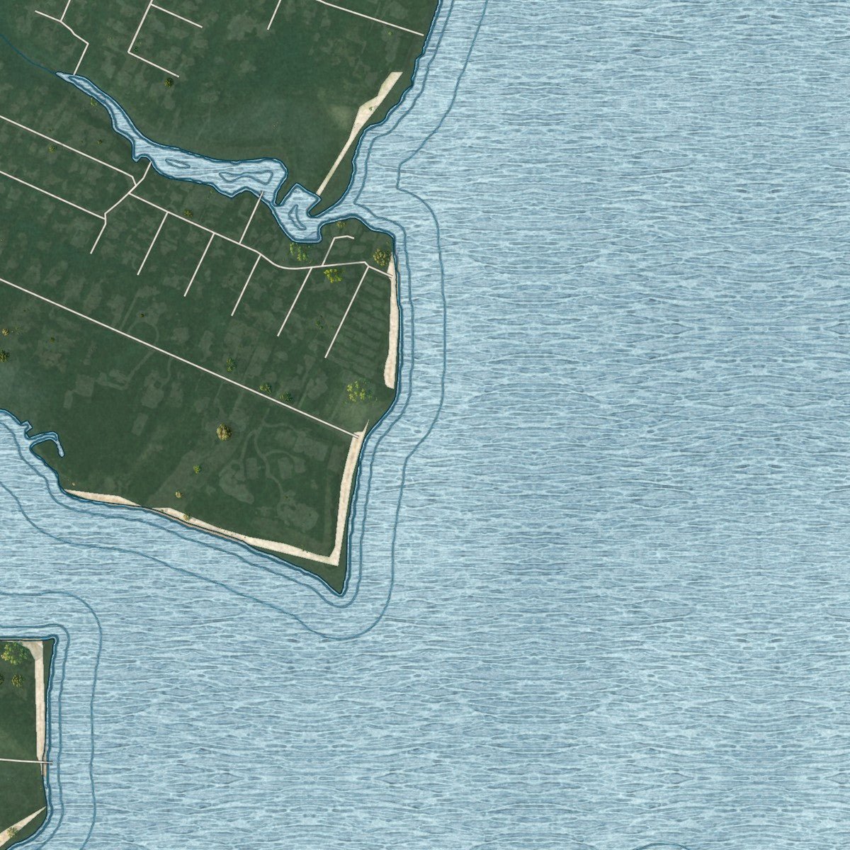 Second close-up of the map of Quogue, New York print showing more streets and buildings