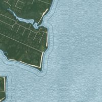 Second close-up of the map of Quogue, New York print showing more streets and buildings