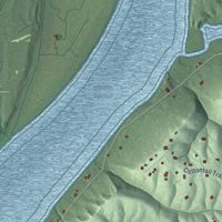Second close-up of the map of Rabbit Hash, Kentucky print showing more streets and buildings