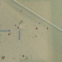 Second close-up of the map of Rachel, Nevada print showing more streets and buildings