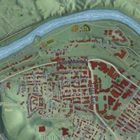 Second close-up of the map of Radford, Virginia print showing more streets and buildings