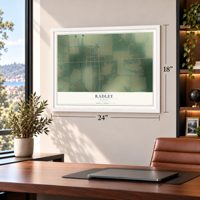 Radley, Kansas map, 18 x 24 inch print in a white frame in a home office