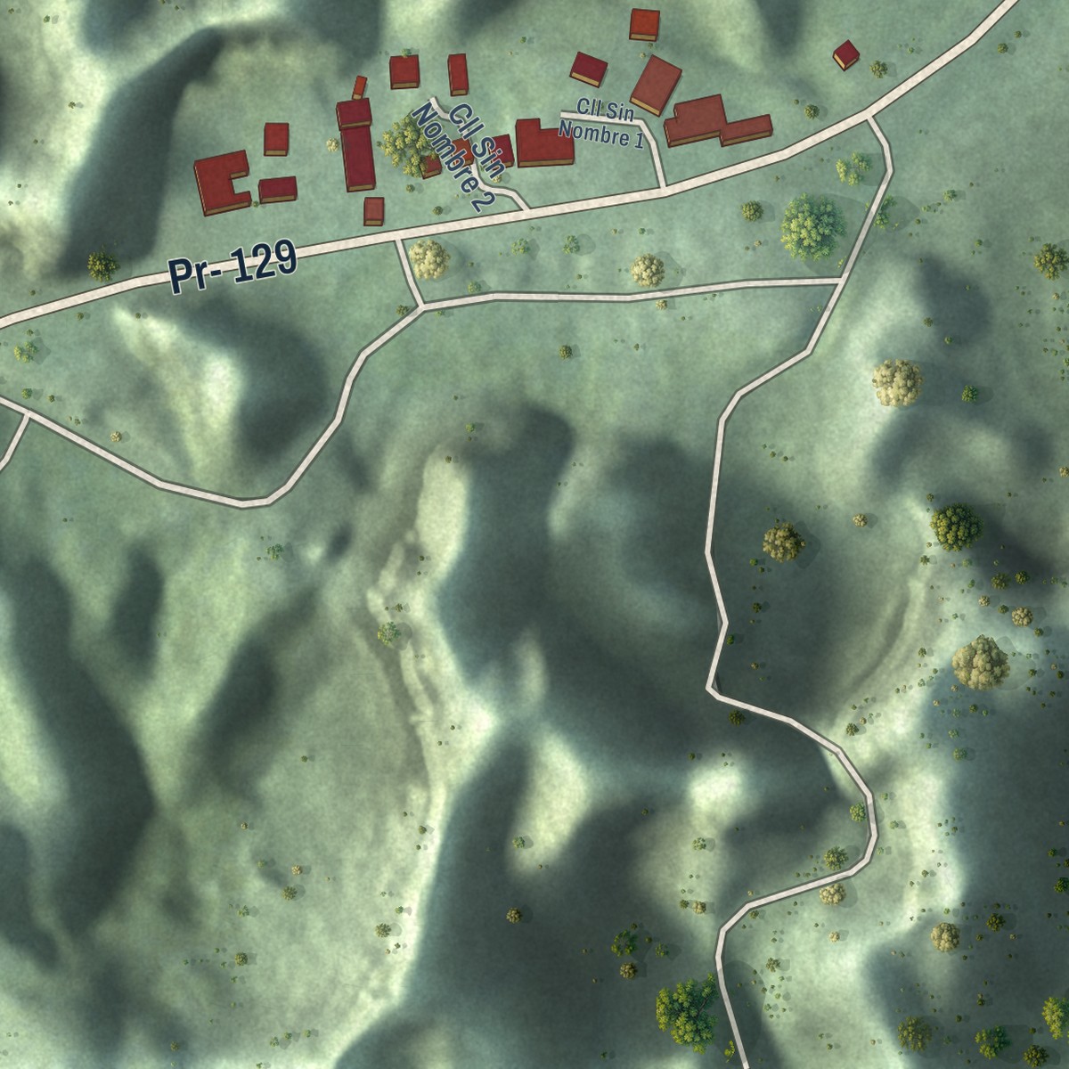 Second close-up of the map of Rafael Capó, Puerto Rico print showing more streets and buildings