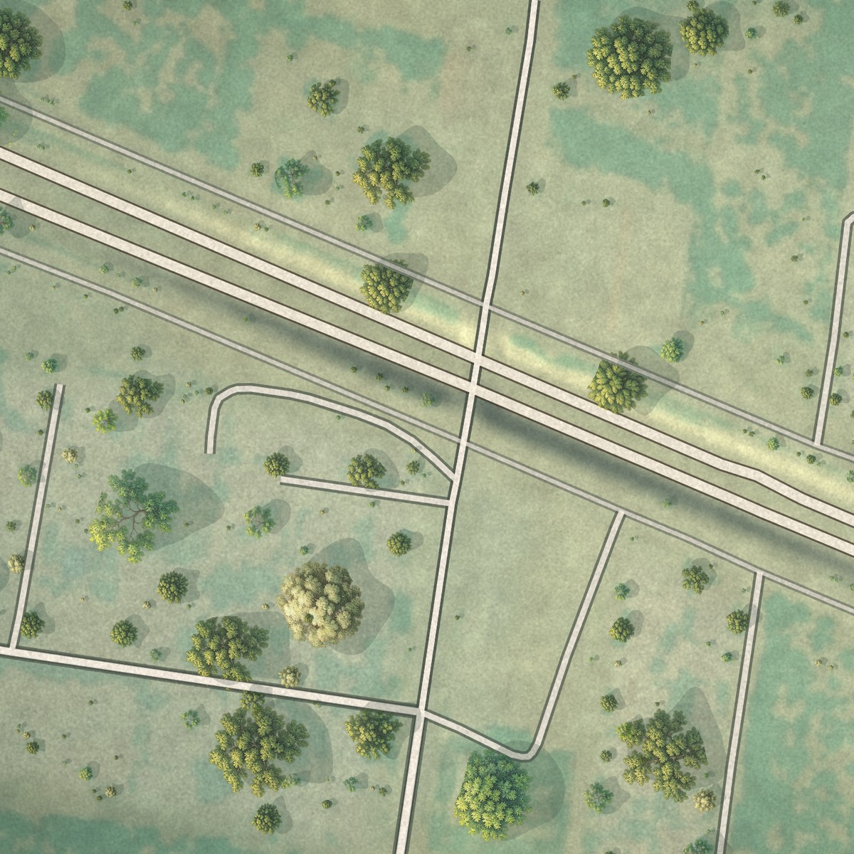 Second close-up of the map of Rafael Pena, Texas print showing more streets and buildings