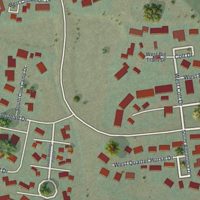 Second close-up of the map of Rafter J Ranch, Wyoming print showing more streets and buildings
