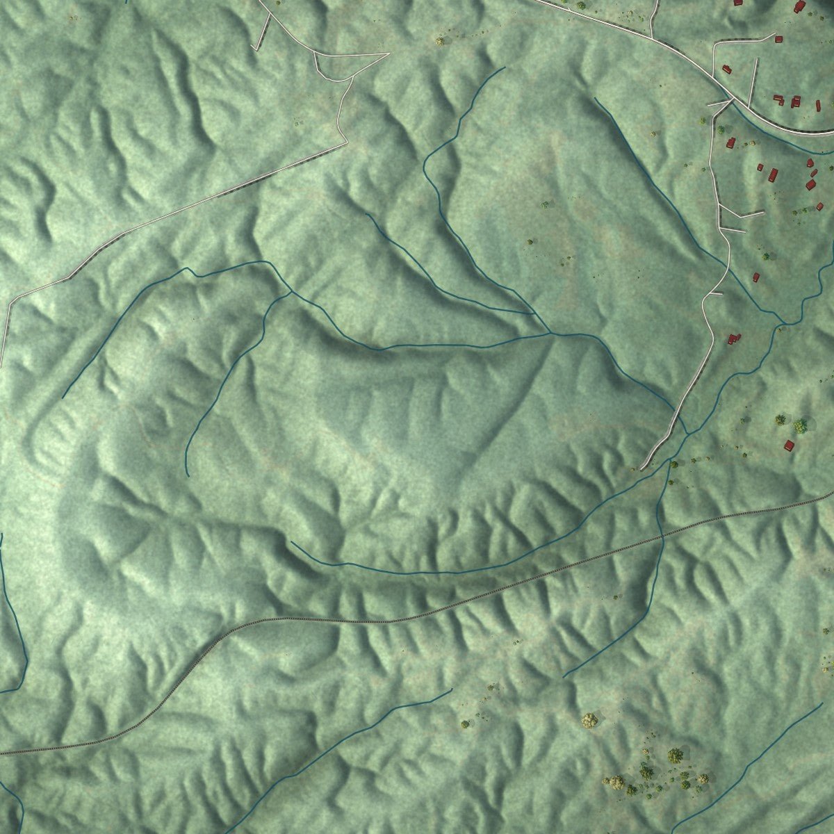Second close-up of the map of Ragland, Alabama print showing more streets and buildings